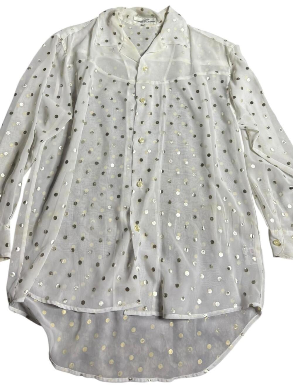 Vintage Guess by Georges Marciano Sheer Metallic Polka Dot Blouse Size 1